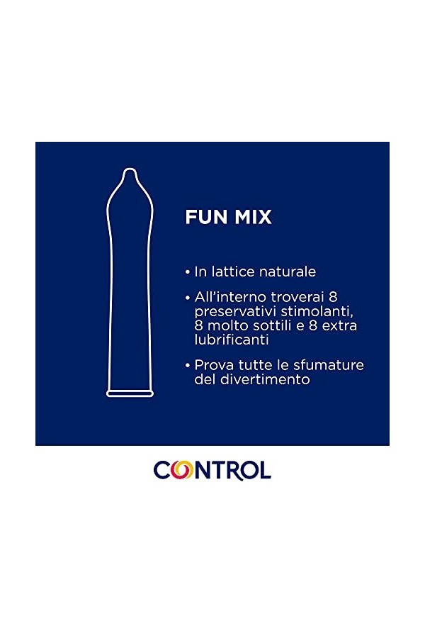 Control Fun Mix préservatifs fins, stimulants et extralubrifiés - 24 préservatifs