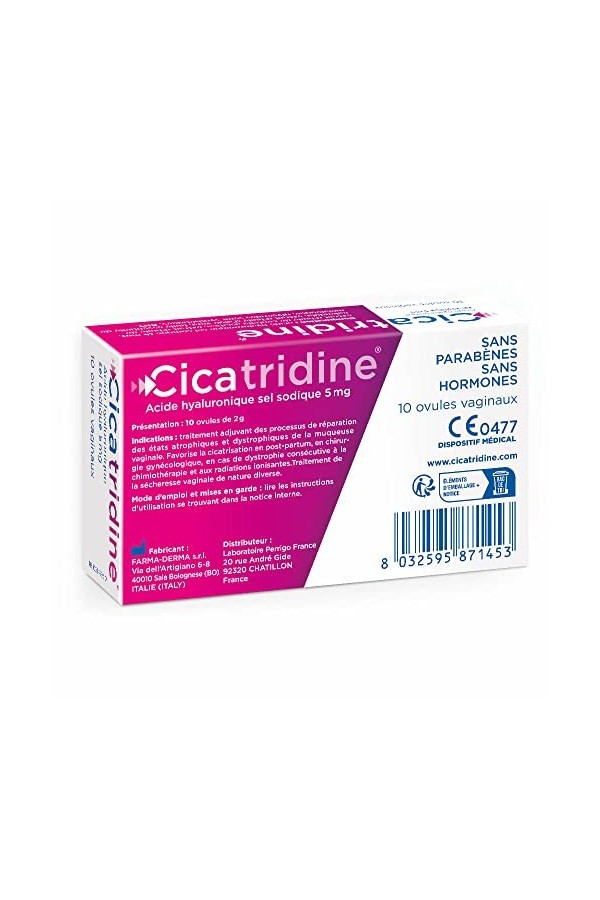 Cicatridine – Ovules vaginaux - favorise la Cicatrisation de la zone intime vulvo vaginale – sécheresse intime - Acide Hyalur