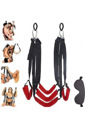 Sex Swing, Rotation 360° Réglable Sex Swing avec Masque Couple Yoga Home Plaisir Extrême Intérieur Bretelles Réglables Swing 
