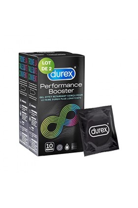 Durex PERFORMANCE BOOSTER - 20 Préservatifs - Effet Longue Durée - Lot de 2 x 10 pièces