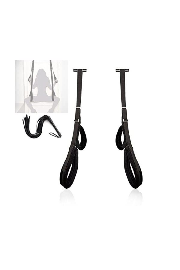 OHUGA Nylon Black Hanging Door Swing Toy Portable Adjustable Swing Belt Whip