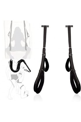 Balançoire Suspendue intérieure en Nylon Noir avec Fouet Noir pour Jeux de Chambre à Coucher en Couple