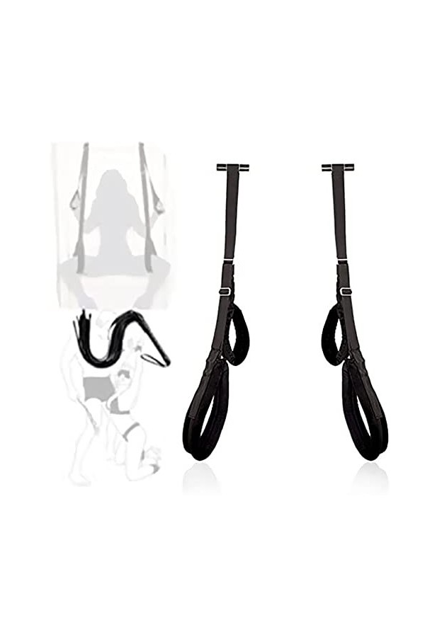 Balançoire Suspendue intérieure en Nylon Noir avec Fouet Noir pour Jeux de Chambre à Coucher en Couple