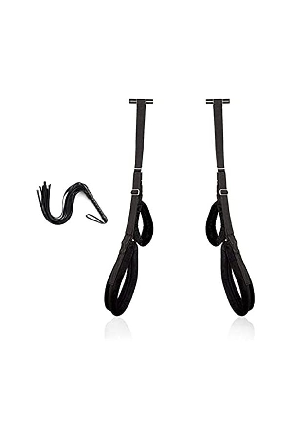 Balançoire Suspendue intérieure en Nylon Noir avec Fouet Noir pour Jeux de Chambre à Coucher en Couple