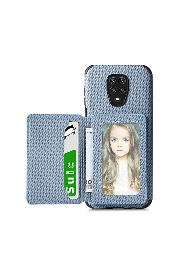 Miagon Étui Portefeuille pour Xiaomi Redmi Note 9,Fibre Motif Blocage RFID Coque Etui en PU Cuir Porte Cartes avec Fonction S