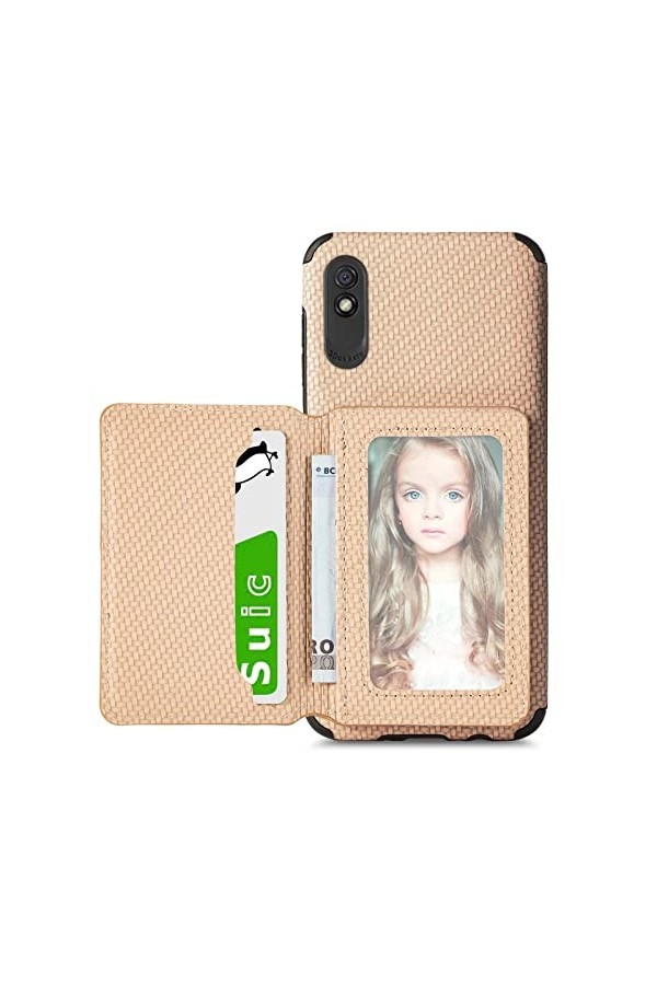 Miagon Étui Portefeuille pour Xiaomi Redmi Note 9,Fibre Motif Blocage RFID Coque Etui en PU Cuir Porte Cartes avec Fonction S