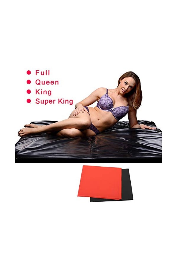 BYCUFF Draps de Lit Imperm¨¦ables PVC Draps de Lit de Sexe Adulte Jeu Sexy Housse de Matelas Hypoallerg¨¦Nique Roi Draps de L