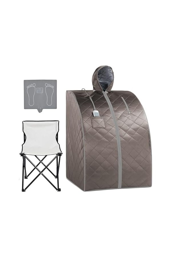 Couverture de sauna portable Sauna infrarouge personnel for la maison, tente de spa portative avec chapeau, chaise améliorée,