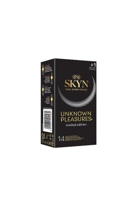 SKYN Unknown Pleasures : Boite de 14 Préservatifs pour Homme sans latex / 5 Types de Préservatifs : 2x Sensation Intense, 6x 