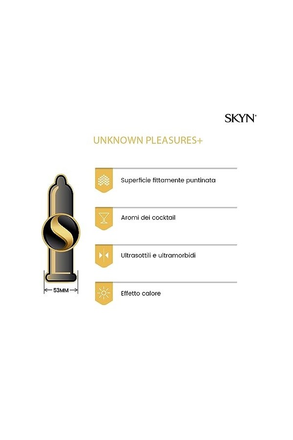 SKYN Unknown Pleasures : Boite de 14 Préservatifs pour Homme sans latex / 5 Types de Préservatifs : 2x Sensation Intense, 6x