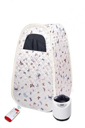 Couverture de sauna portable Tente de sauna pliante portative for salle de sauna à vapeur, générateur 2,6 L, accessoire de ba