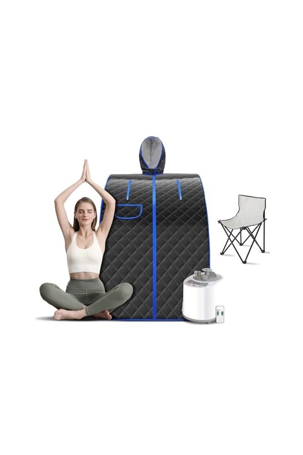 PROHEL Couverture de Sauna Portable Tente à Vapeur Sauna Portable avec Chaise Pliable Incluse, Bain Spa à Domicile 1000W 2L f