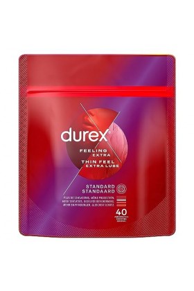 Durex Feeling Extra - 40 Préservatifs Homme Fins et Extra Lubrifiés