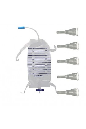 Kit complet urinaire 5 jours 5 préservatifs auto-mer externe + sac jambe 750ml + sangles avec tube de 15cm petit 20mm 0.8" 