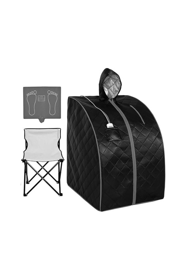 Couverture de sauna portable Sauna infrarou personnel for la maison, tente de spa de sauna portable avec chapeau, coussin de 