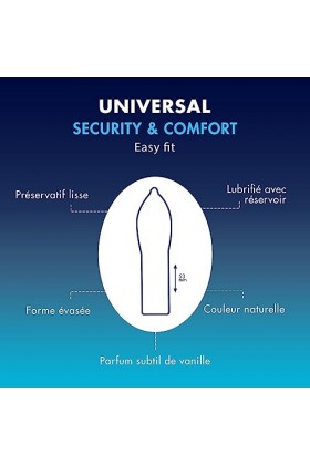 MANIX Universal: Boite de 10 préservatifs pour Homme | Préservatifs Fins et Lisses, Forme Droite, Lubrifiés et avec Réservoir