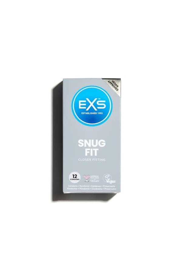 EXS | Snug Préservatifs | Ajustés| Latex Naturel & Préservatif Plus Serré et Plus Sûr | Végan | Lot de 12