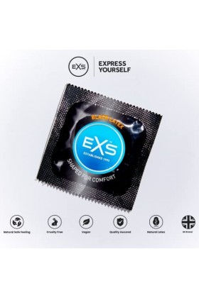 EXS | Préservatifs en Latex Noirs | Améliorez votre Vie Sexuelle Avec du Latex Coloré | Végan | Lot de 12