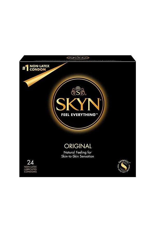 SKYN Skynfeel Lot de 24 préservatifs originaux sans latex pour homme, très doux au toucher, largeur 53 mm