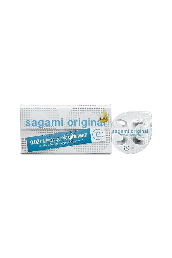 Sagami Original 0.02 Extra Lubrifié | Super Mince | Super Strong | Préservatifs PU sans latex lot de 12 