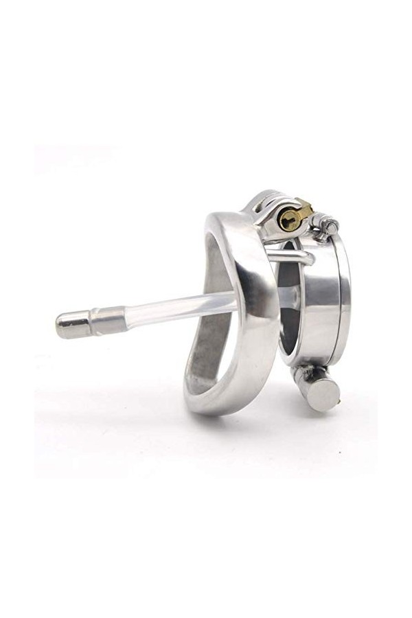 SEX-GONGZHU Double Serrure cachée + Cage à clapet Nouveau Style de Jouet en Acier Inoxydable pour Homme 45mm -993 Court