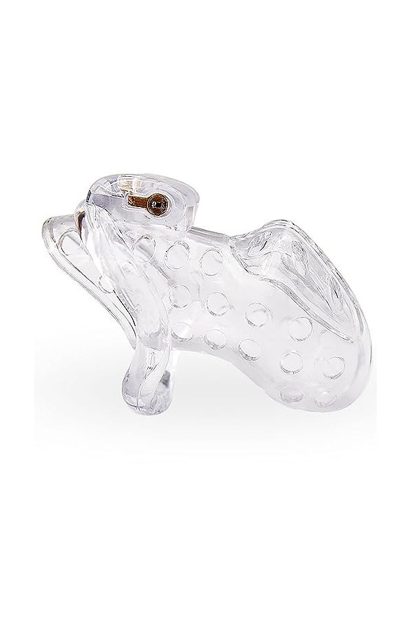 Grande cage de massage ventilée en silicone avec quatre anneaux de taille avec clés et serrures,Clear,S