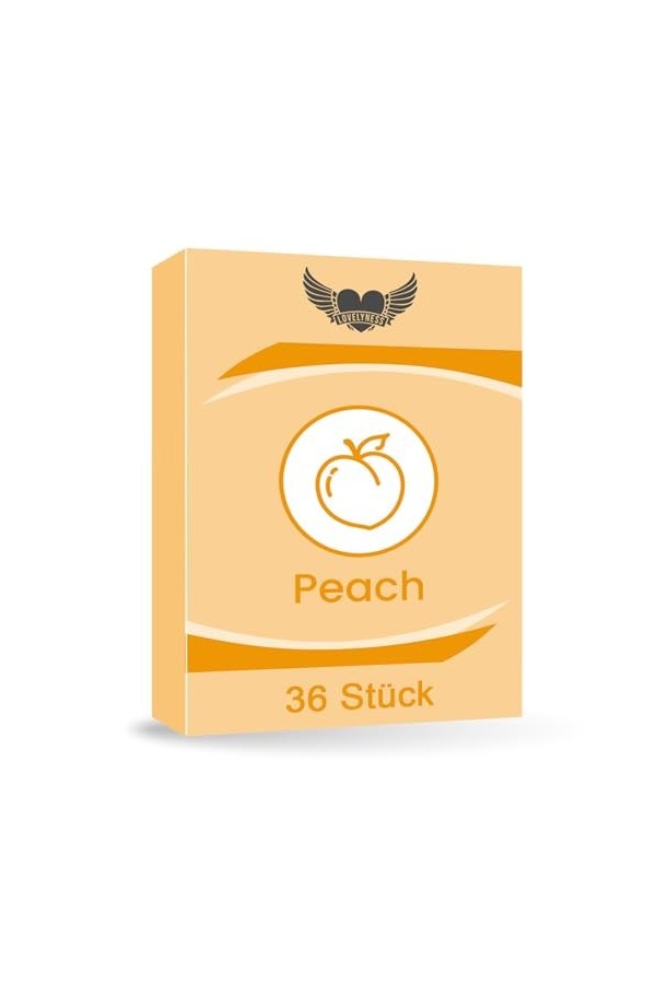 Préservatifs au goût de pêche 52mm - 36 pièces Feeling real Film lubrifiant extra-fin extra-humide pour les relations anales 