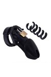 SEX-GONGZHU Safe and Comfortable Black Lock Cage Anti-Dropout Fixing Silicone Device Control Cage 5 Sizes -A397 Noir-Long 