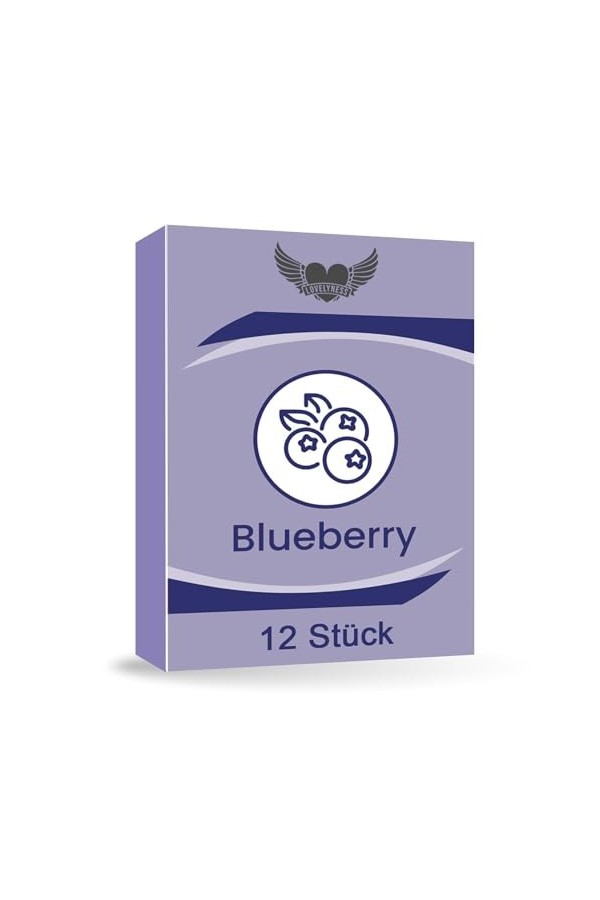 Préservatifs au goût de myrtille 52mm - 12 pièces Feeling real Extra mince Extra humide Film lubrifiant pour les relations an