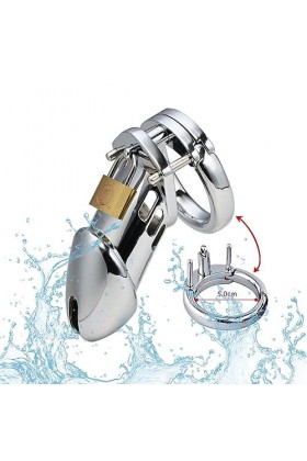 MelBiz Cḣȧṡṯiṯy Cọck Cage pour Homme en Acier Inoxydable avec clé Taille de lanneau:50mm 