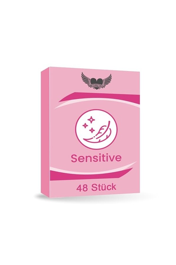 Préservatifs sensibles, 48 pièces 52 mm extra fins extra humides pénétration anale film lubrifiant beauté