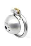 Argent en acier inoxydable en métal trompette respirant cage avec clé et serrure,45mm
