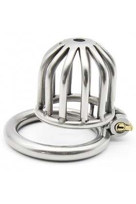 Argent en acier inoxydable en métal trompette respirant cage avec clé et serrure,45mm
