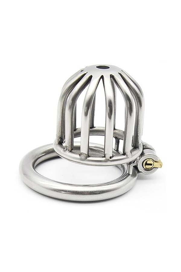 Argent en acier inoxydable en métal trompette respirant cage avec clé et serrure,45mm