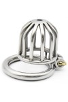 Argent en acier inoxydable en métal trompette respirant cage avec clé et serrure,45mm