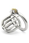 Argent en acier inoxydable en métal trompette respirant cage avec clé et serrure,45mm