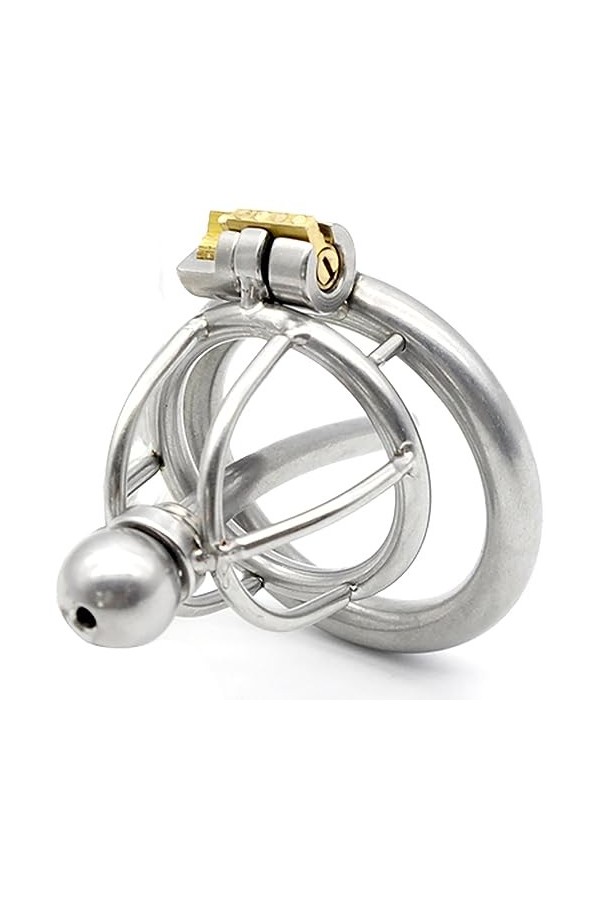 QGINESE Cage respirante en acier inoxydable avec bouchon creux en métal avec clé et serrure,40mm