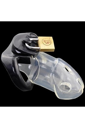 Grande cage respirante en plastique rouge et noir et transparent avec trois anneaux de taille,Clear