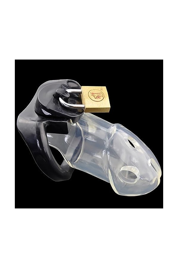 Grande cage respirante en plastique rouge et noir et transparent avec trois anneaux de taille,Clear