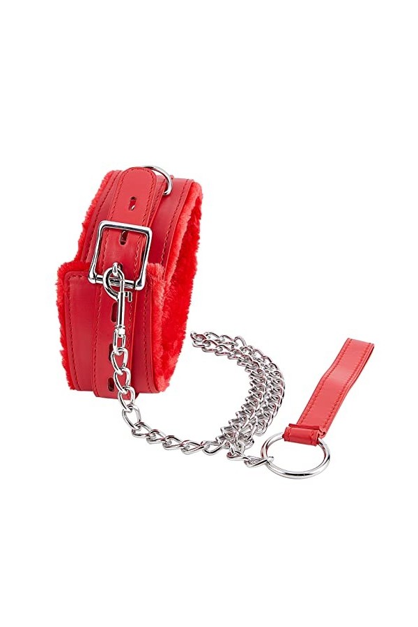 AMIJOUX Collier de Cou en Cuir, Collier Ras du Cou Rouge pour Femme, Collier en Cuir Moelleux Punk Laisse Tour de Cou Gothiqu