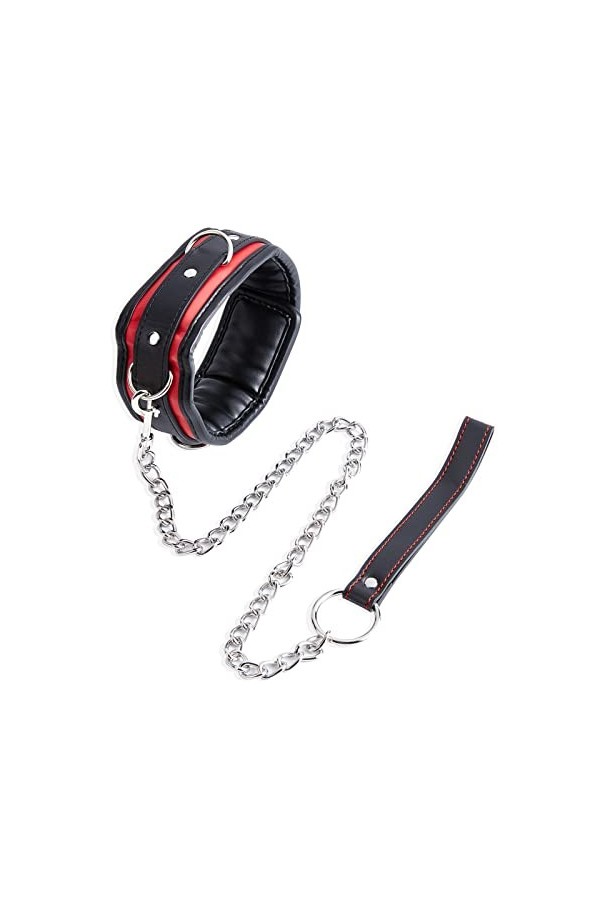 AMIJOUX Collier de Cou en Cuir, Collier Ras du Cou Rouge pour Femme, Collier en Cuir Moelleux Punk Laisse Tour de Cou Gothiqu