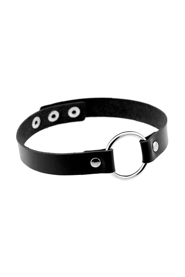 Mode Vintage Punk En Cuir Ras Du Cou Gothique Réglable Fer Cercle Collier Ras Du Cou Collier Bijoux pour Filles En Cuir Noir 