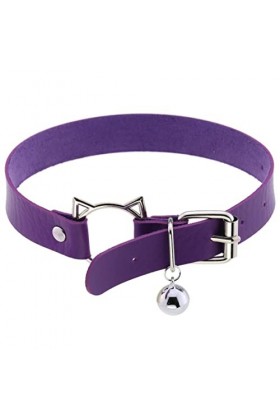 WSZJLN Collier Punk Chat Collier Femmes Filles Goth Collier Ceinture Cloche Collier en Cuir Bijoux Gothique Cosplay Accessoir