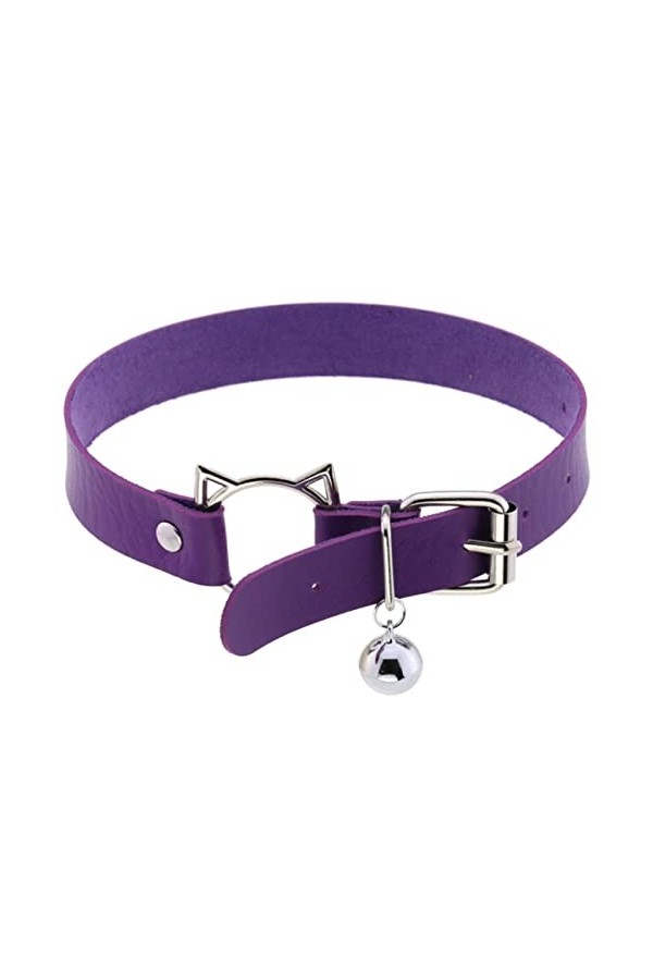 WSZJLN Collier Punk Chat Collier Femmes Filles Goth Collier Ceinture Cloche Collier en Cuir Bijoux Gothique Cosplay Accessoir