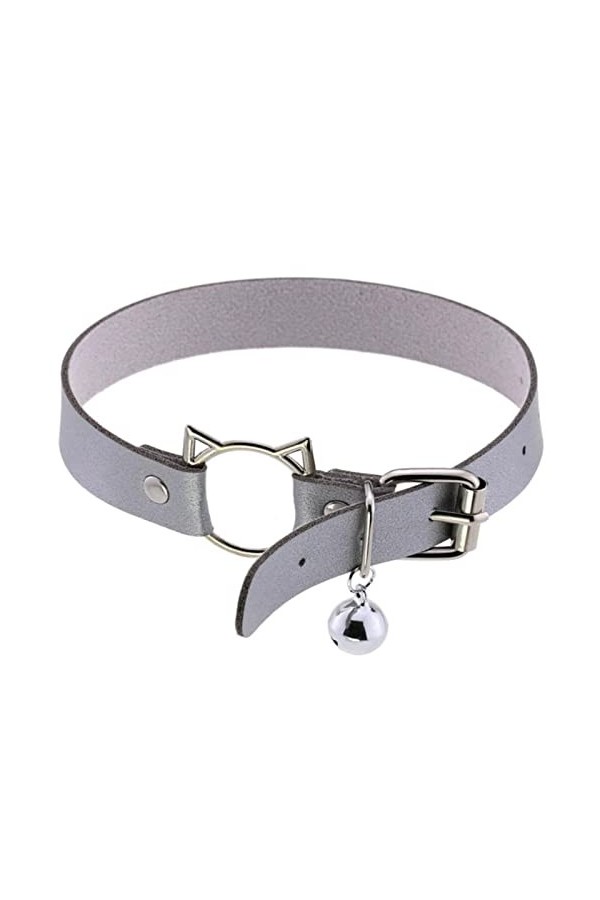 WSZJLN Collier Punk Chat Collier Femmes Filles Goth Collier Ceinture Cloche Collier en Cuir Bijoux Gothique Cosplay Accessoir