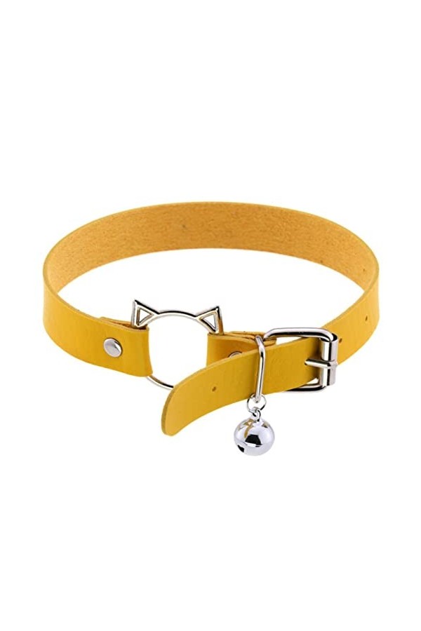 WSZJLN Collier Punk Chat Collier Femmes Filles Goth Collier Ceinture Cloche Collier en Cuir Bijoux Gothique Cosplay Accessoir