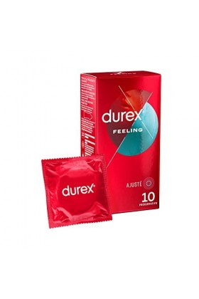 Durex FEELING AJUSTÉ - 10 Préservatifs Ultra Fins et Lubrifiés - Taille Ajustée