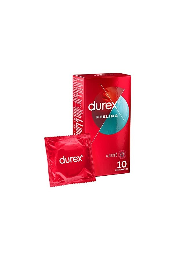 Durex FEELING AJUSTÉ - 10 Préservatifs Ultra Fins et Lubrifiés - Taille Ajustée