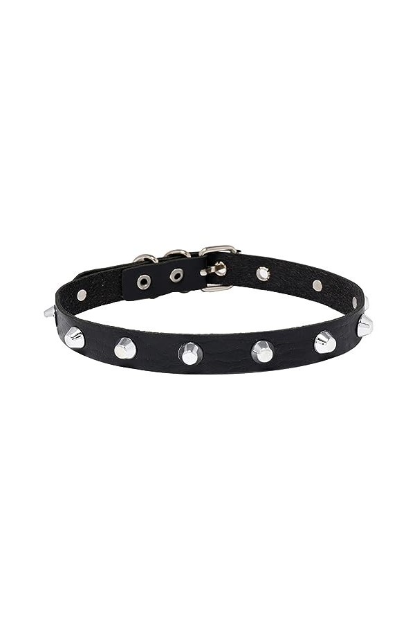 KeraLi Collier pour femmes punk collier bondage à la mode chaîne de clavicule Collier en cuir PU collier en pierre à ongles 