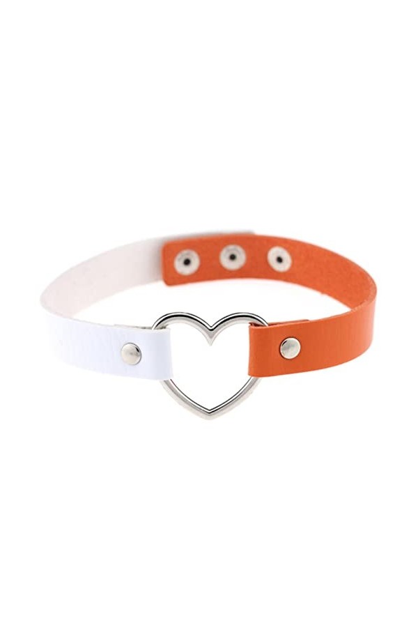 MENGQING Collier ras-du-cou sexy punk gothique cœur creux femme fille double couture collier cosplay bijoux noir